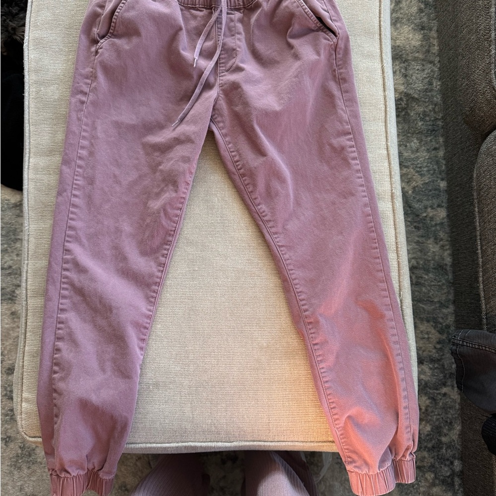 Bullhead Pink Track Pants with Tapered Leg and Cuffed Ankles